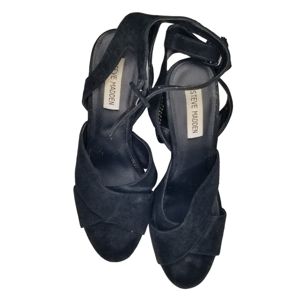 Steve Madden Jodi  Criss-Cross Black Leather platform  Size 9.5